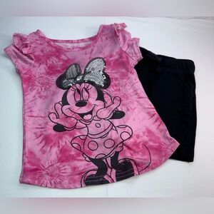 Disney Junior 18M Minnie Mouse 2-Piece Sequin Tee & Shorts Outfit Set